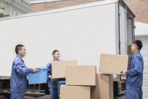 Office furniture and equipment prepared for a commercial move